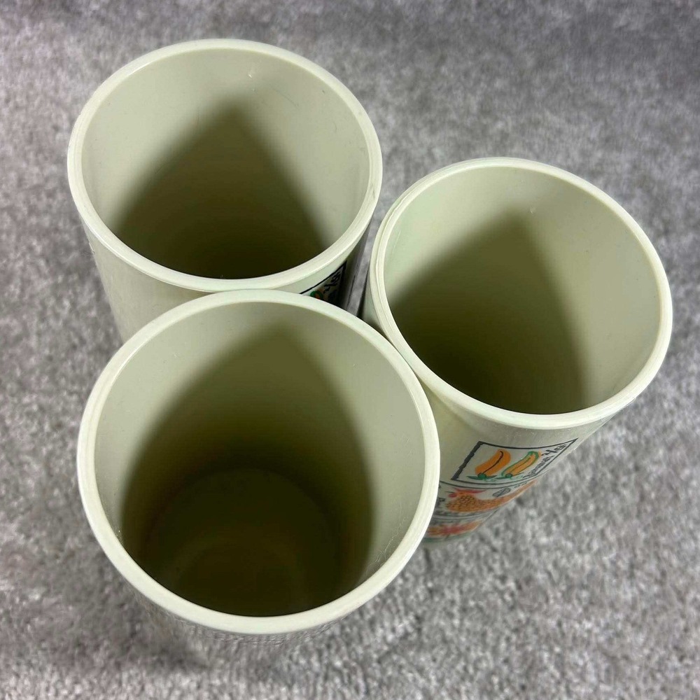 Loma Industries Tumbler Cups Cream Farmhouse Hen Sunflower Vintage Set of 3 5in - Picture 4 of 7